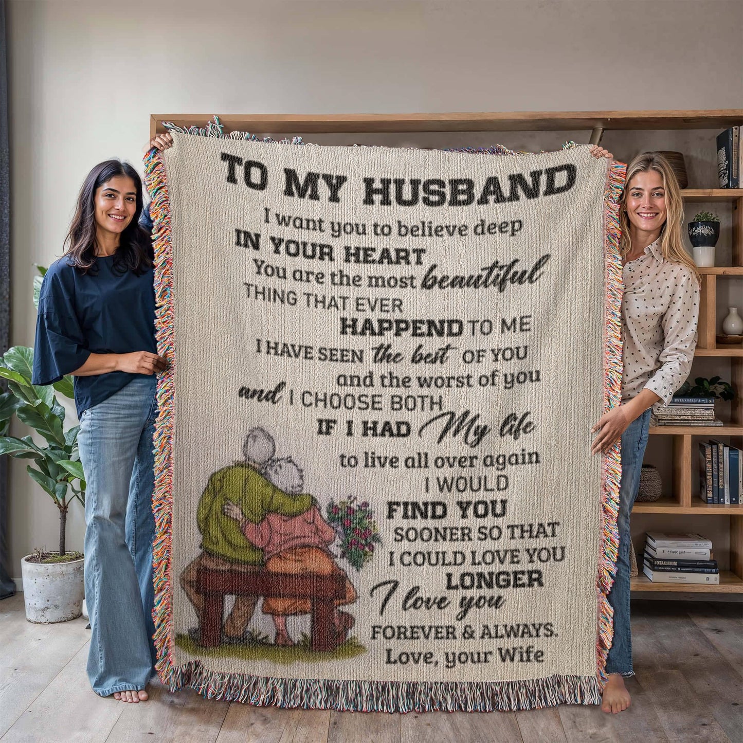 Husband Love Wife "Most Beautiful Thing" | Heirloom Woven Blanket
