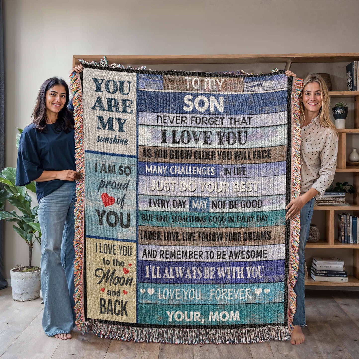 Son Love Mom "Never Forget" | Heirloom Woven Blanket