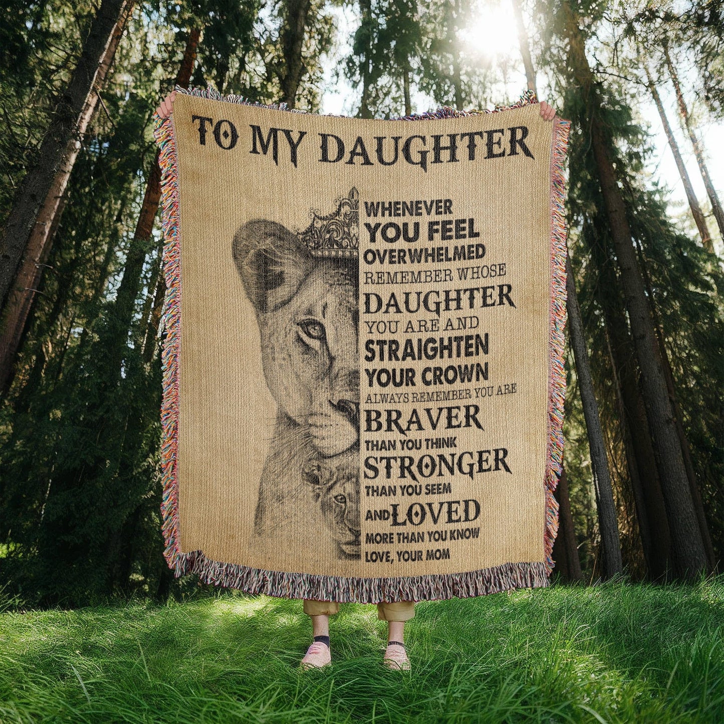 Daughter Love Mom " Straighten Your Crown" | Heirloom Woven Blanket
