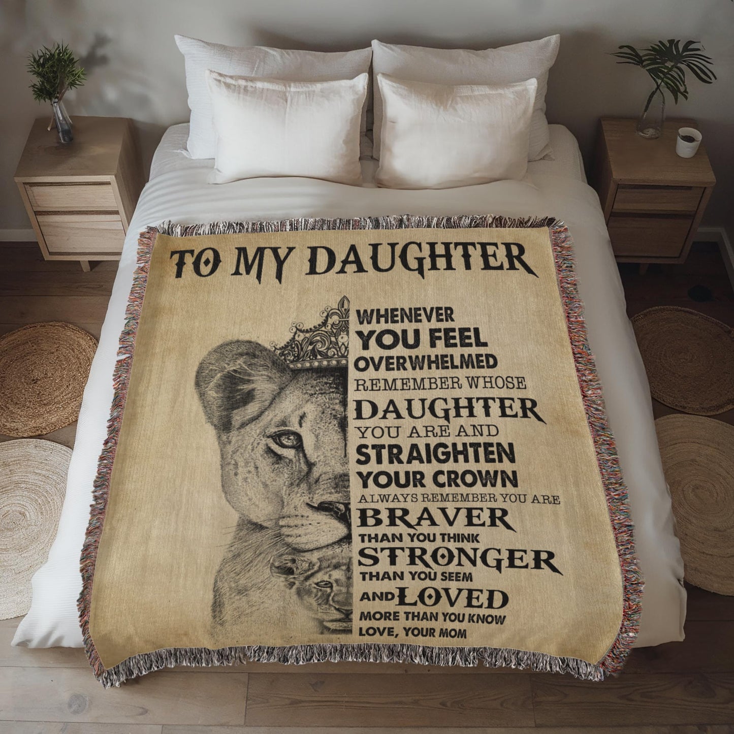Daughter Love Mom " Straighten Your Crown" | Heirloom Woven Blanket