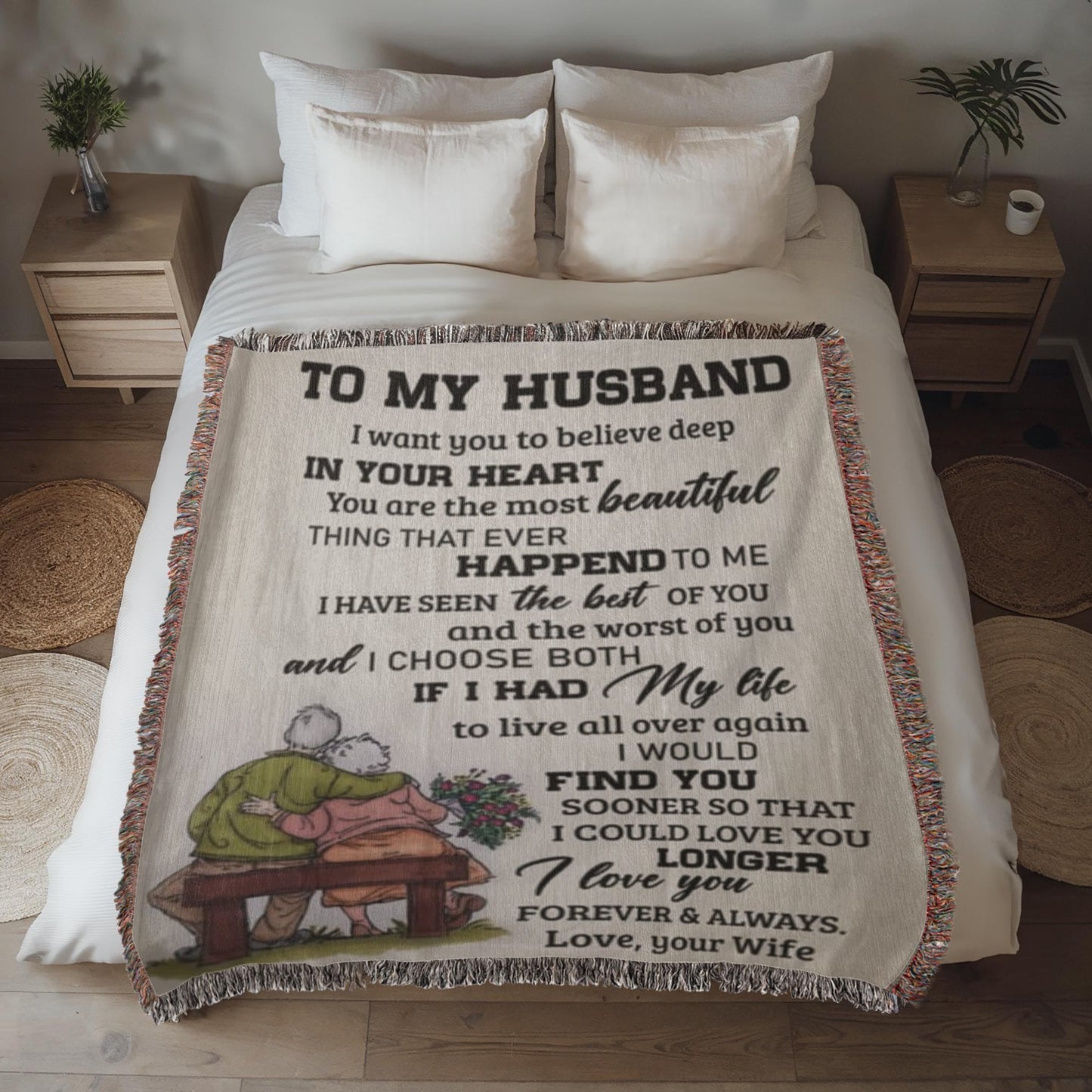 Husband Love Wife "Most Beautiful Thing" | Heirloom Woven Blanket