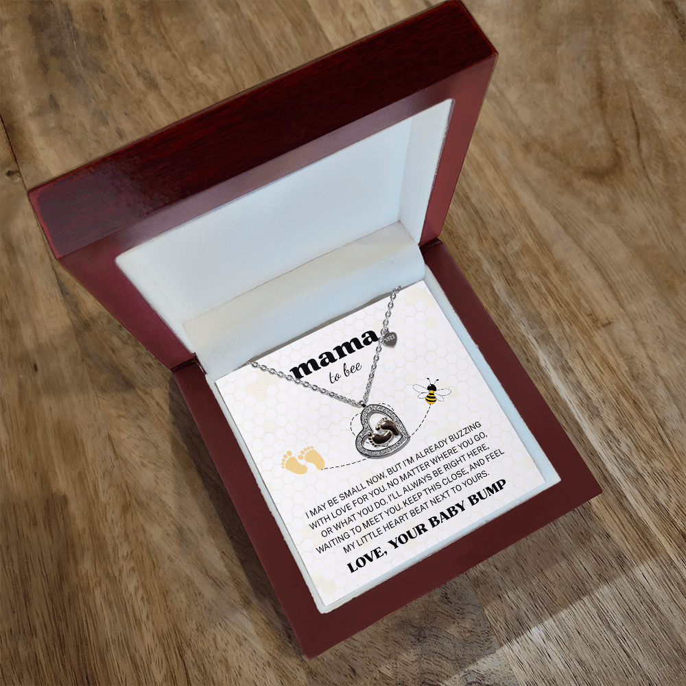 Mama to Bee "Love, Your Baby Bump" | Baby Feet Heart Necklace