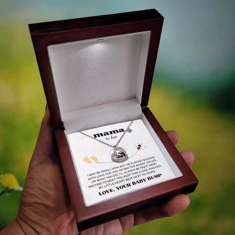 Mama to Bee "Love, Your Baby Bump" | Baby Feet Heart Necklace
