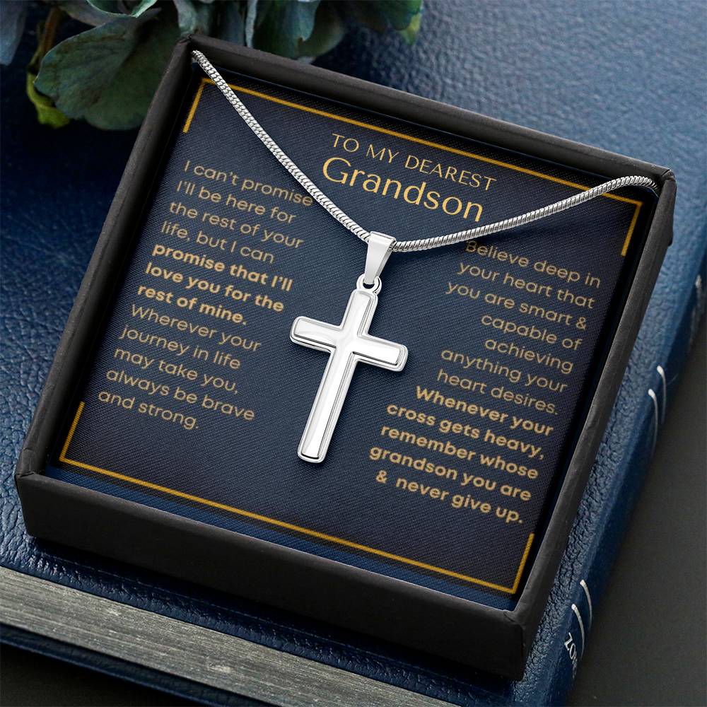 Grandson "Never Give Up" | Cross Necklace - Shoptopia Jewelry