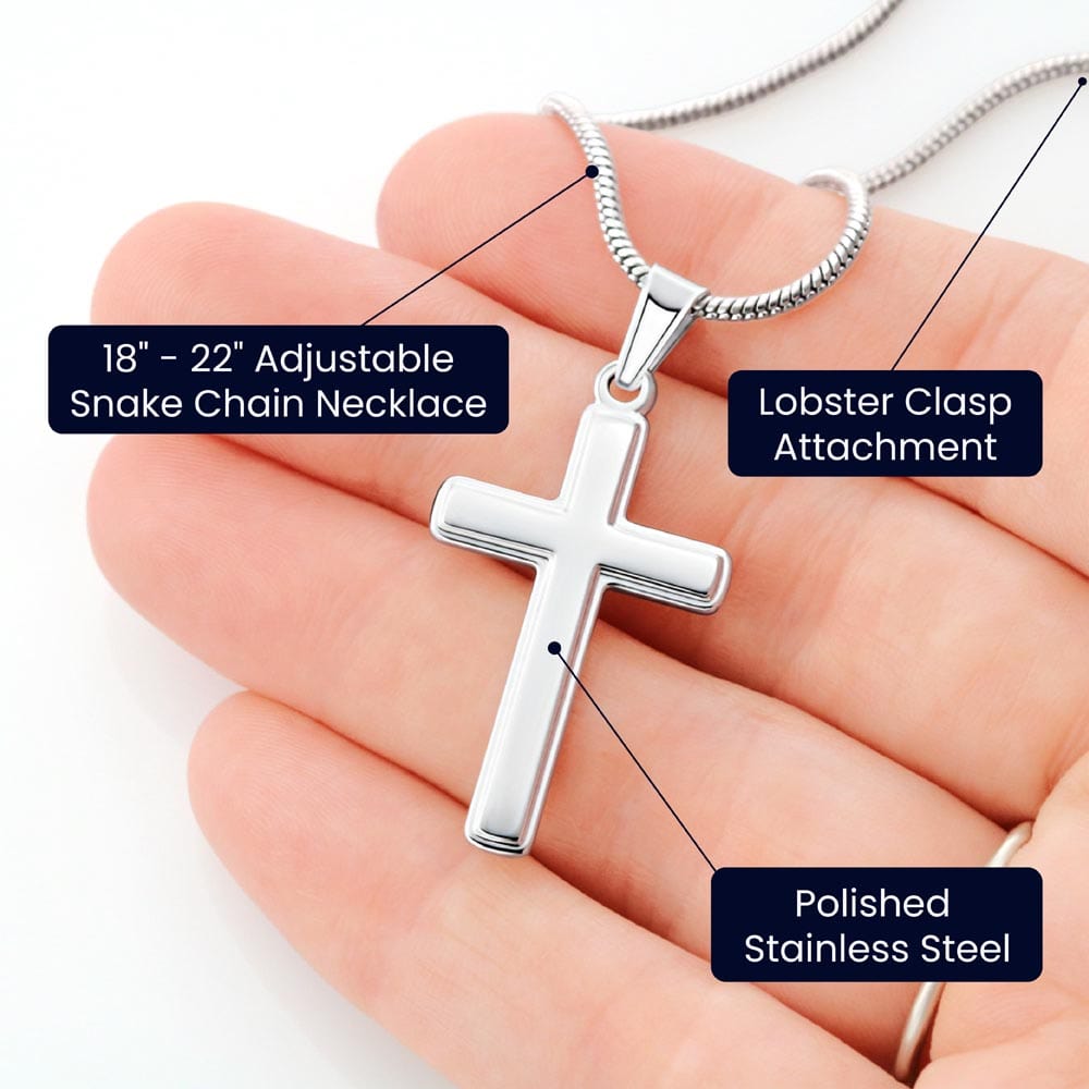 Grandson "Never Give Up" | Cross Necklace - Shoptopia Jewelry