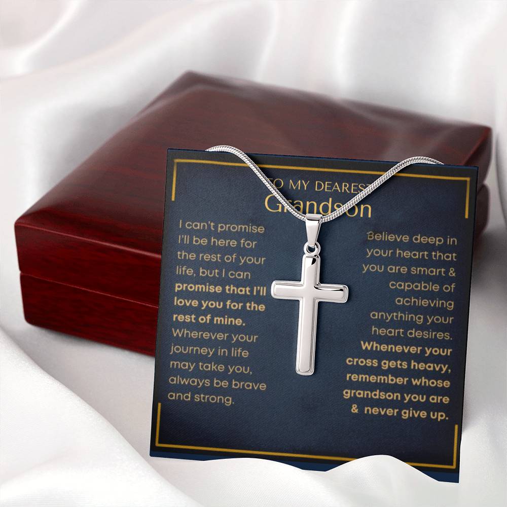 Grandson "Never Give Up" | Cross Necklace - Shoptopia Jewelry