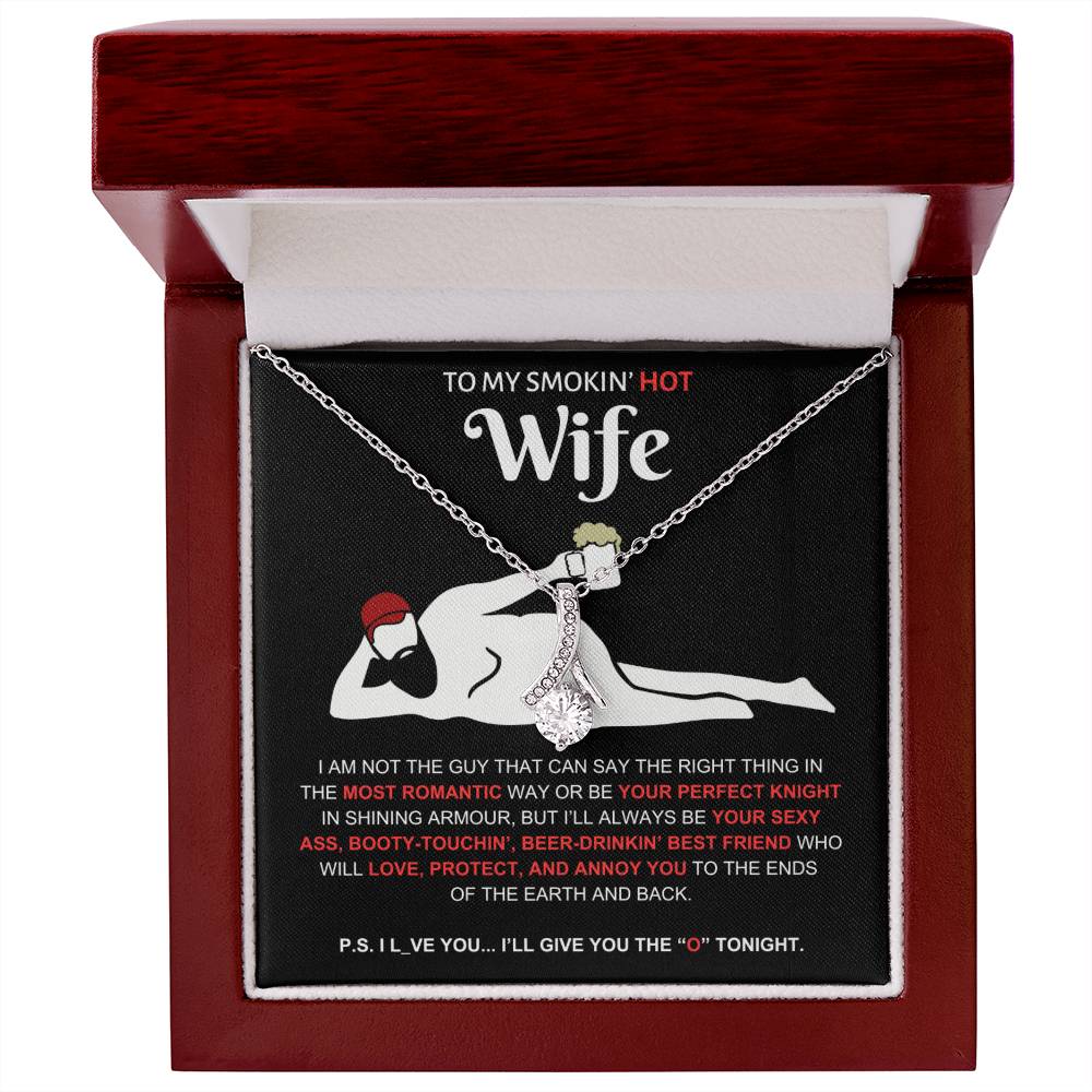 To My Smokin' Hot Wife | Alluring Beauty Necklace - White Gold Finish / Luxury Box Shoptopia