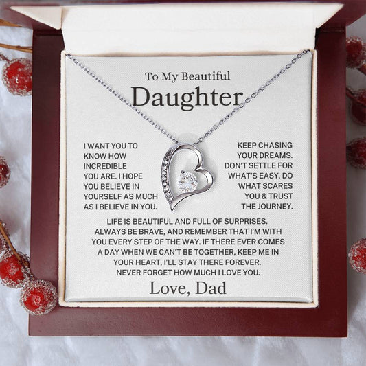 Shoptopia Forever Love Necklace from Dad to Daughter with heartfelt How Incredible You Are message card