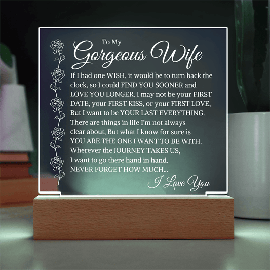 Square acrylic Last Everything plaque romantic anniversary gift from husband to wife