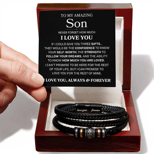 Shoptopia Love You Forever bracelet for son with If I Could Give You Three Gifts message card
