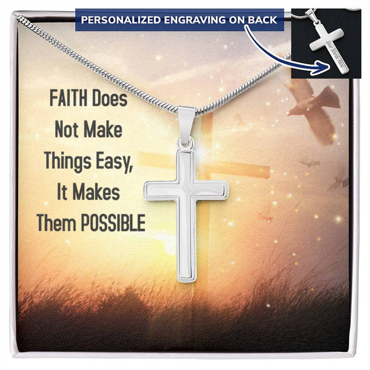 Faith Makes Them Possible | Personalized Cross Necklace