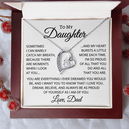 Gift for Daughter Love Dad "Be Proud of Yourself" | Forever Love Necklace
