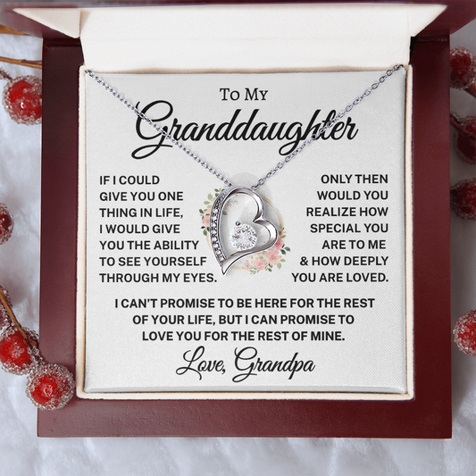 Gift for Granddaughter Love Grandpa "How Deeply You Are Loved" | Flower Wreath |  Forever Love Necklace