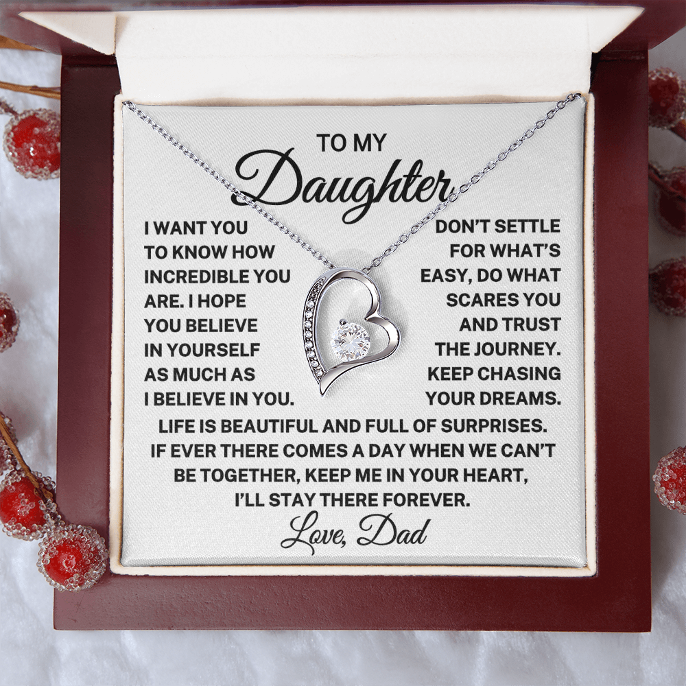 Gift for Daughter Love Dad "Don't Settle" | Forever Love Necklace