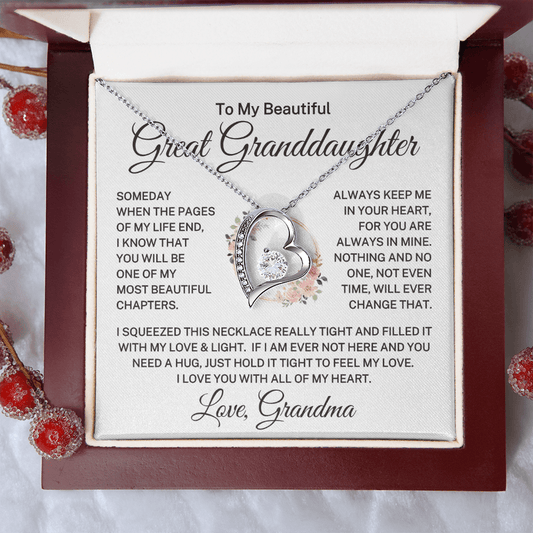 Gift for Great Granddaughter Love Grandma "Beautiful Chapters" | Forever Love Necklace