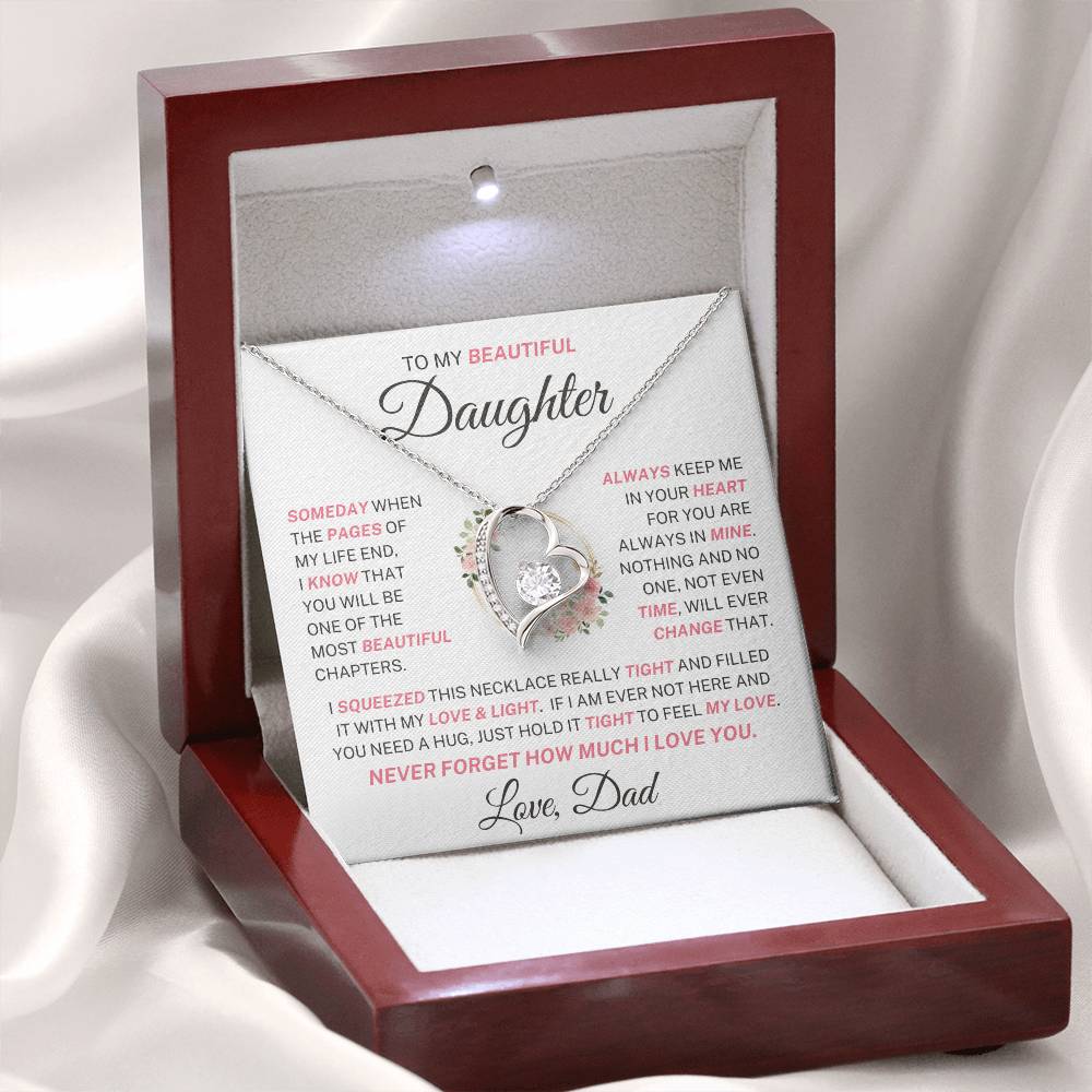 Daughter Love Dad "Most Beautiful Chapters" Pink | Forever Love Necklace