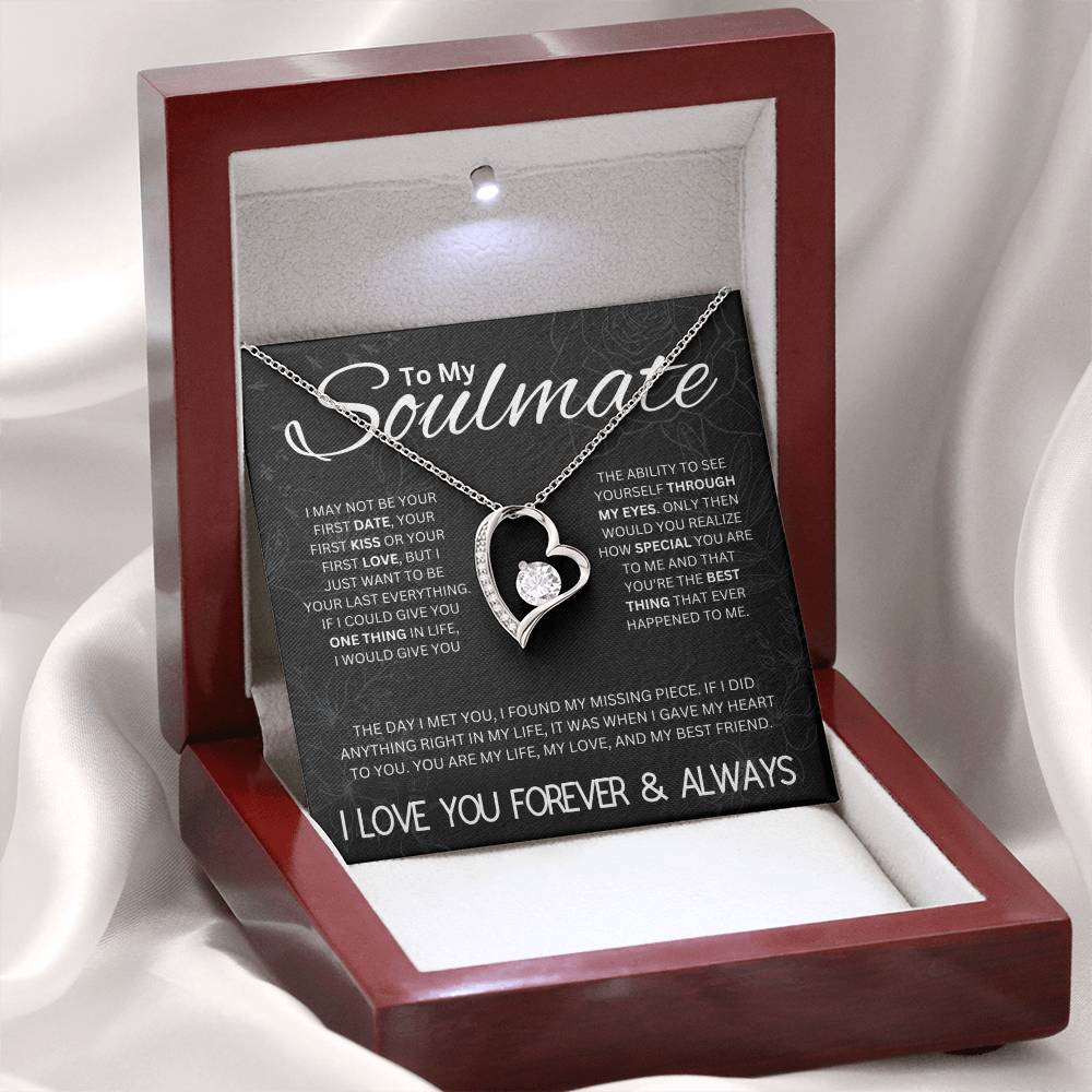 To My Soulmate | "My Life, My Love & My Best Friend" | Forever love Necklace - 14k White Gold Finish / Luxury Box with LED Light Shoptopia Jewelry