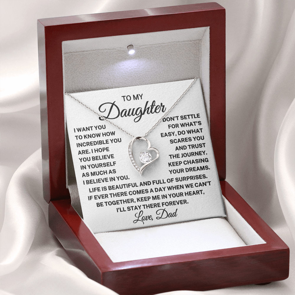 Gift for Daughter Love Dad "Don't Settle" | Forever Love Necklace