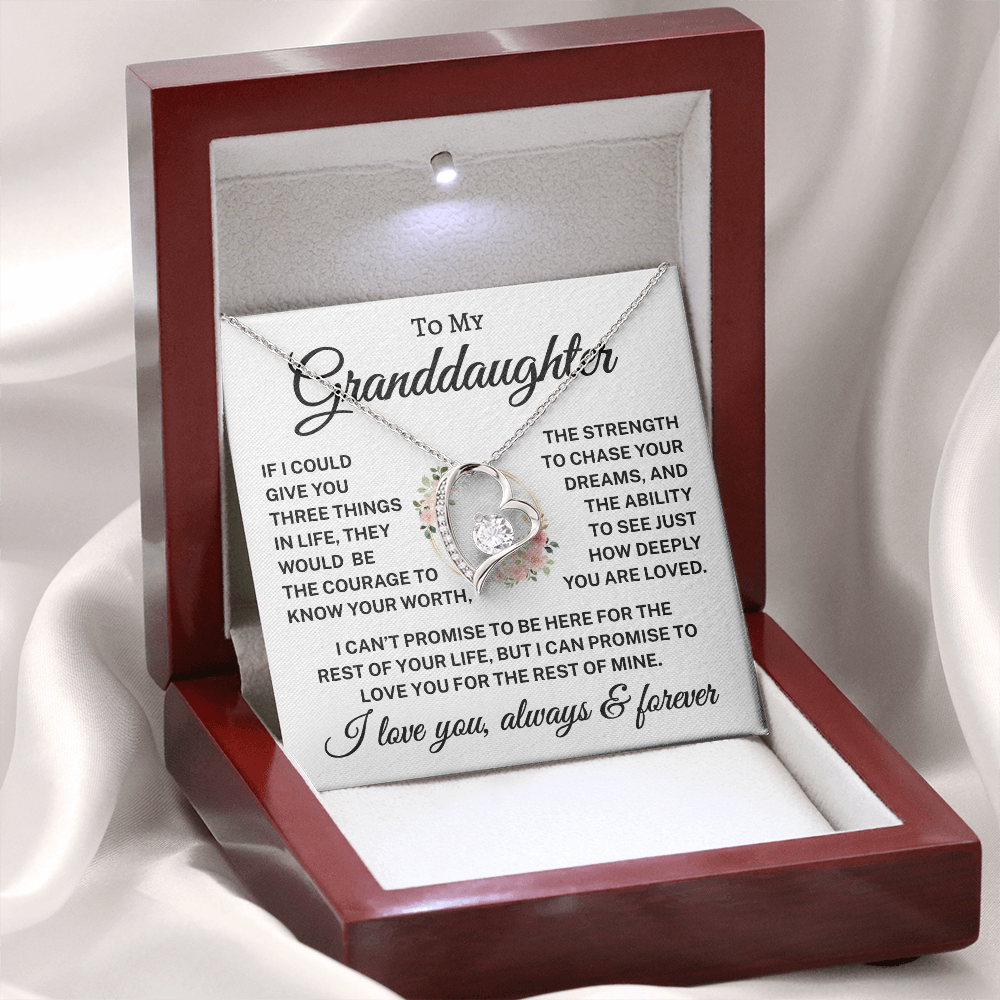 Gift for Granddaughter "Give You Three Things" |  Forever Love Necklace