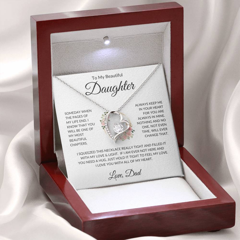 Daughter Love Dad "Most Beautiful Chapters" | Forever Love Necklace - 14k White Gold Finish / Luxury Box Shoptopia Jewelry