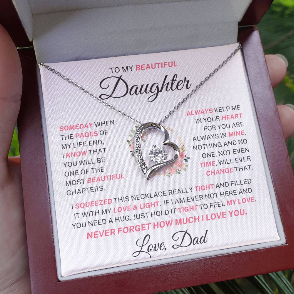 Daughter Love Dad "Most Beautiful Chapters" Pink | Forever Love Necklace