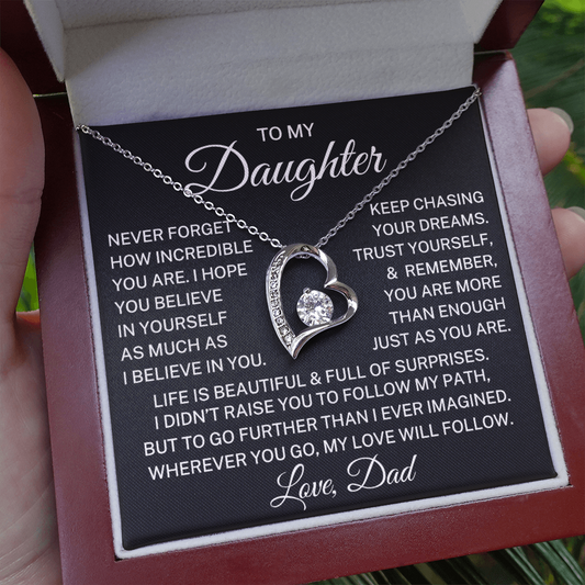 Gift for Daughter Love Dad "Go Further" | Forever Love Necklace