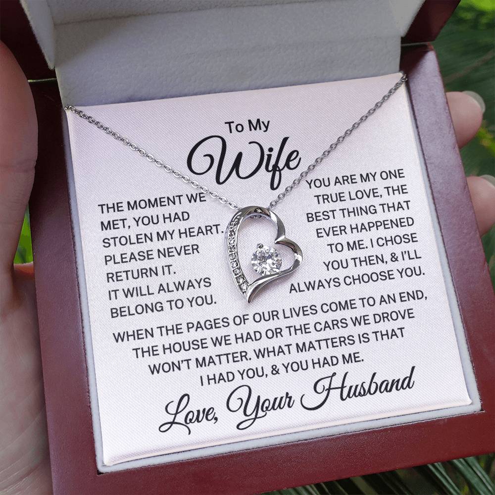 Gift for Wife "You Had Stolen My Heart" | Forever Love Necklace
