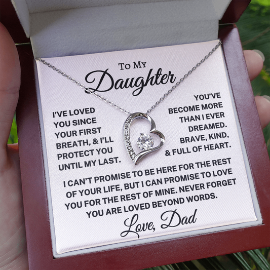 Gift for Daughter Love Dad "Loved Beyond Words" | Forever Love Necklace