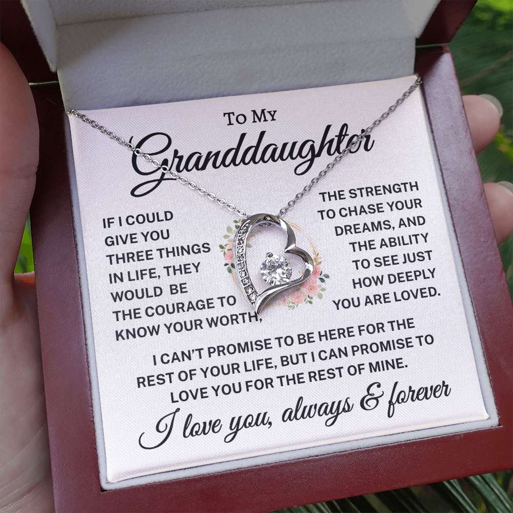 Gift for Granddaughter "Give You Three Things" |  Forever Love Necklace