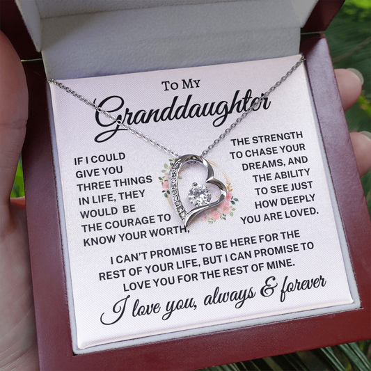 Gift for Granddaughter "Give You Three Things" |  Forever Love Necklace