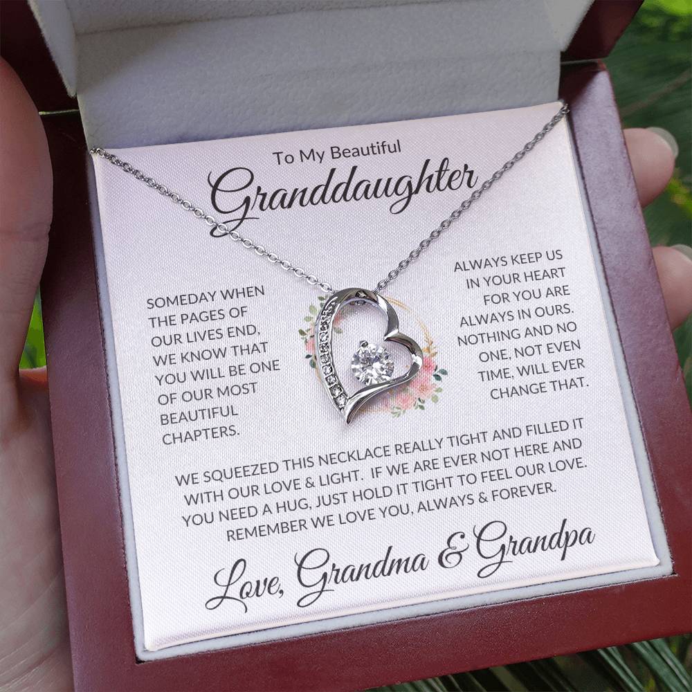 Gift for Granddaughter - Love Grandma & Grandpa | Forever Love Necklace