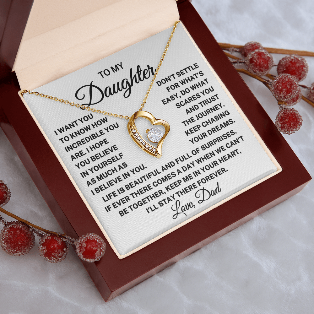 Gift for Daughter Love Dad "Don't Settle" | Forever Love Necklace