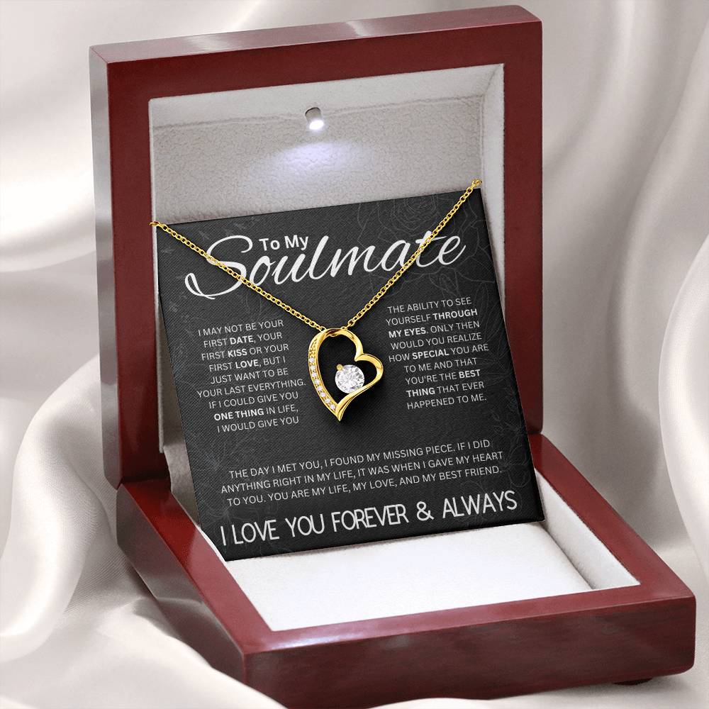 To My Soulmate | "My Life, My Love & My Best Friend" | Forever love Necklace - 18k Yellow Gold Finish / Luxury Box with LED Light Shoptopia Jewelry