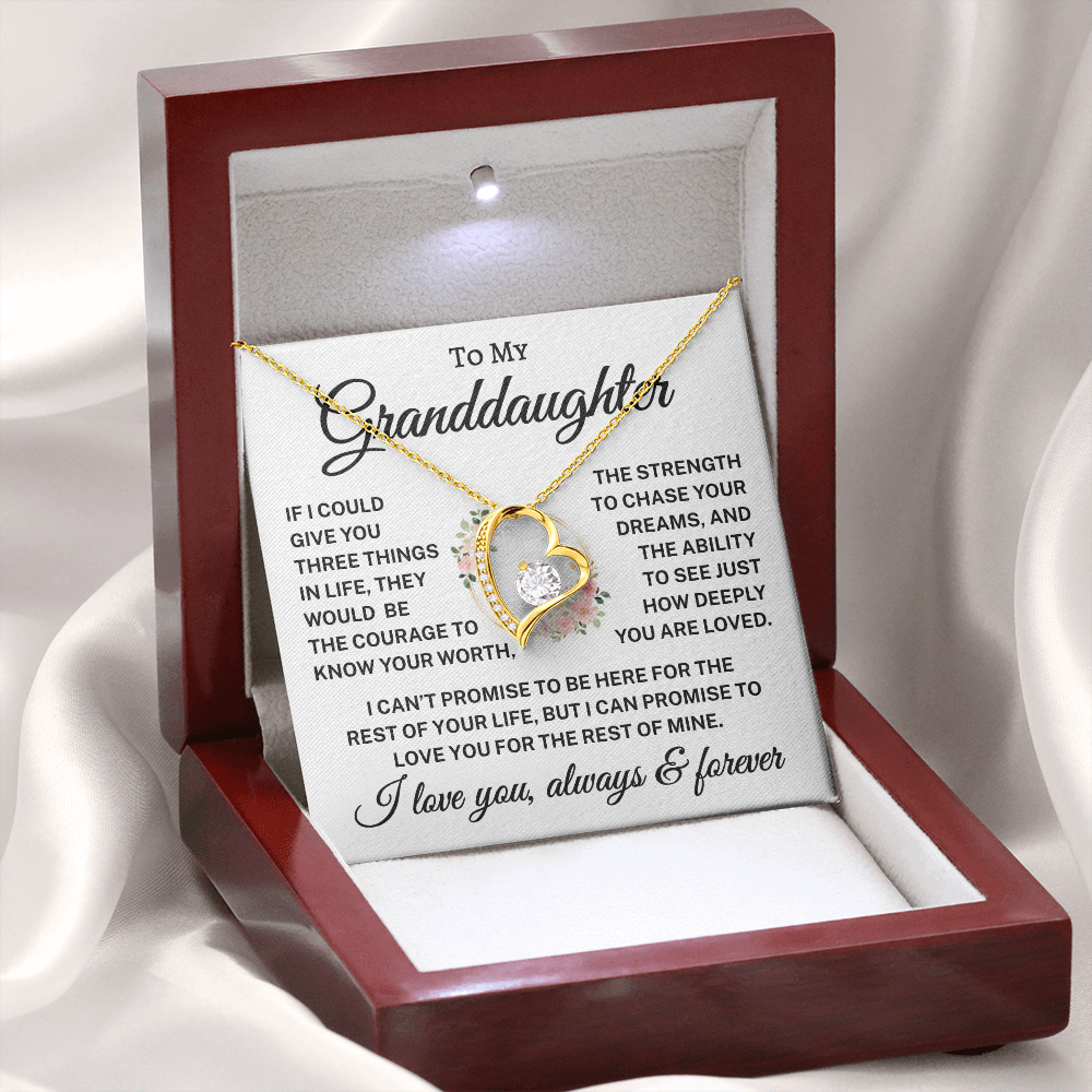 Gift for Granddaughter "Give You Three Things" |  Forever Love Necklace