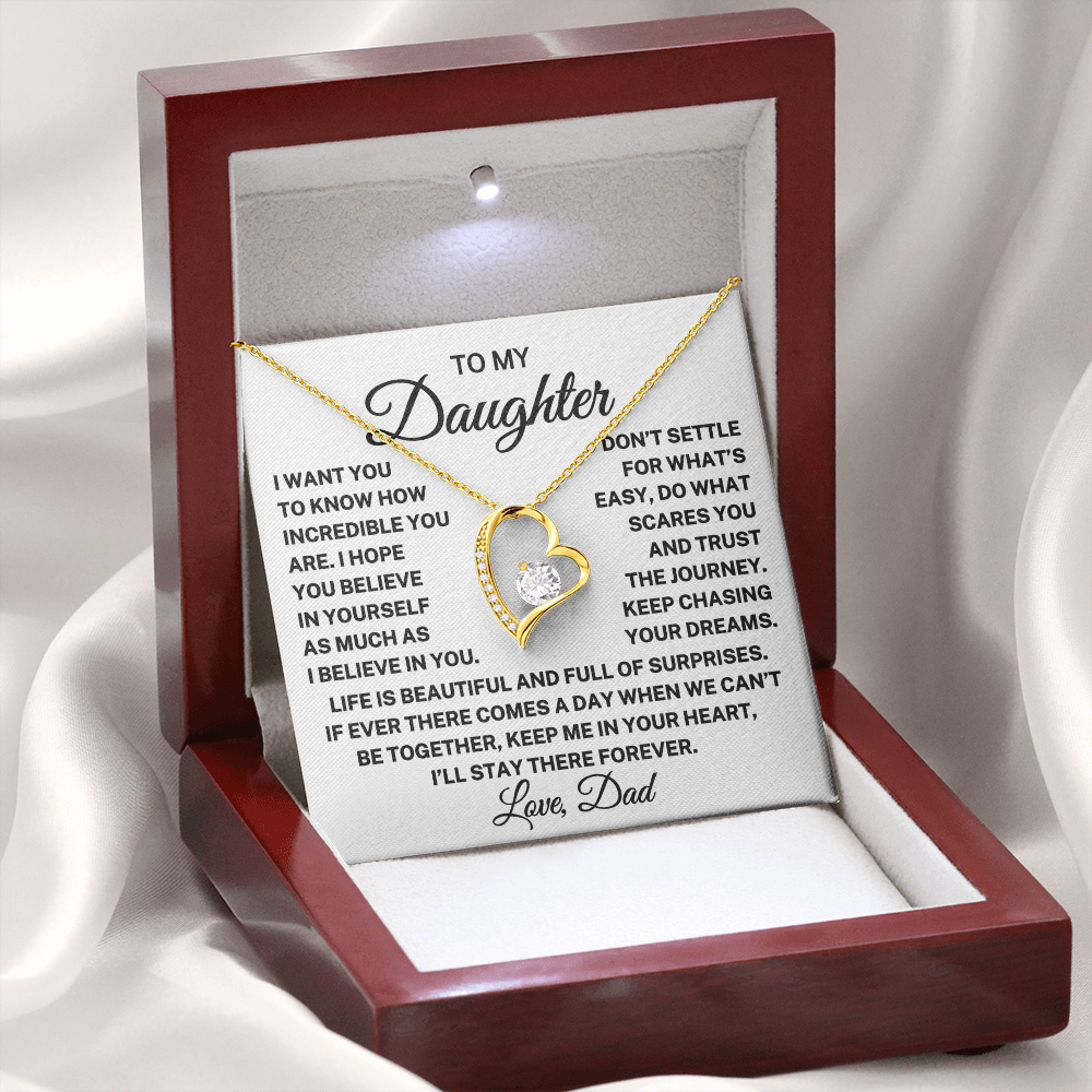 Gift for Daughter Love Dad "Don't Settle" | Forever Love Necklace