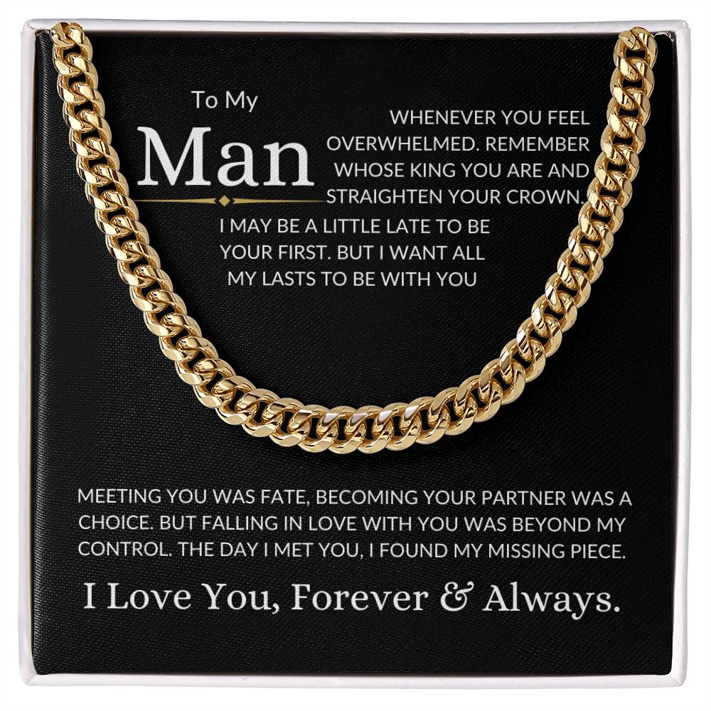 To My Man | Cuban Link Necklace - 14K Yellow Gold Finish / Standard Box Shoptopia Jewelry