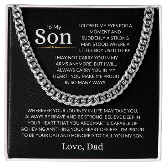 To My Son Love Dad | Cuban Link Chain - Stainless Steel / Standard Box Shoptopia Jewelry