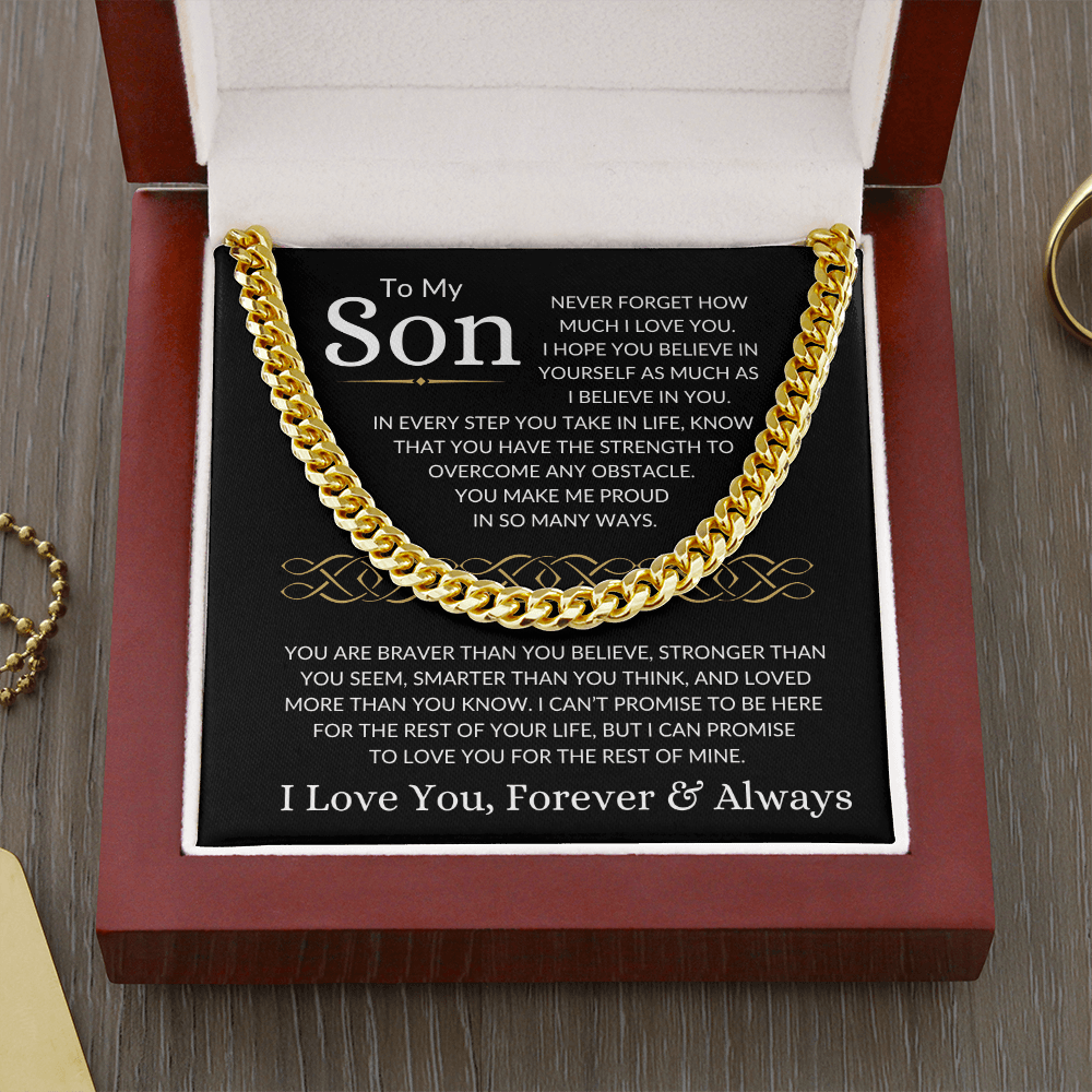 Gift for Son "Make Me Proud" | Cuban Chain Necklace