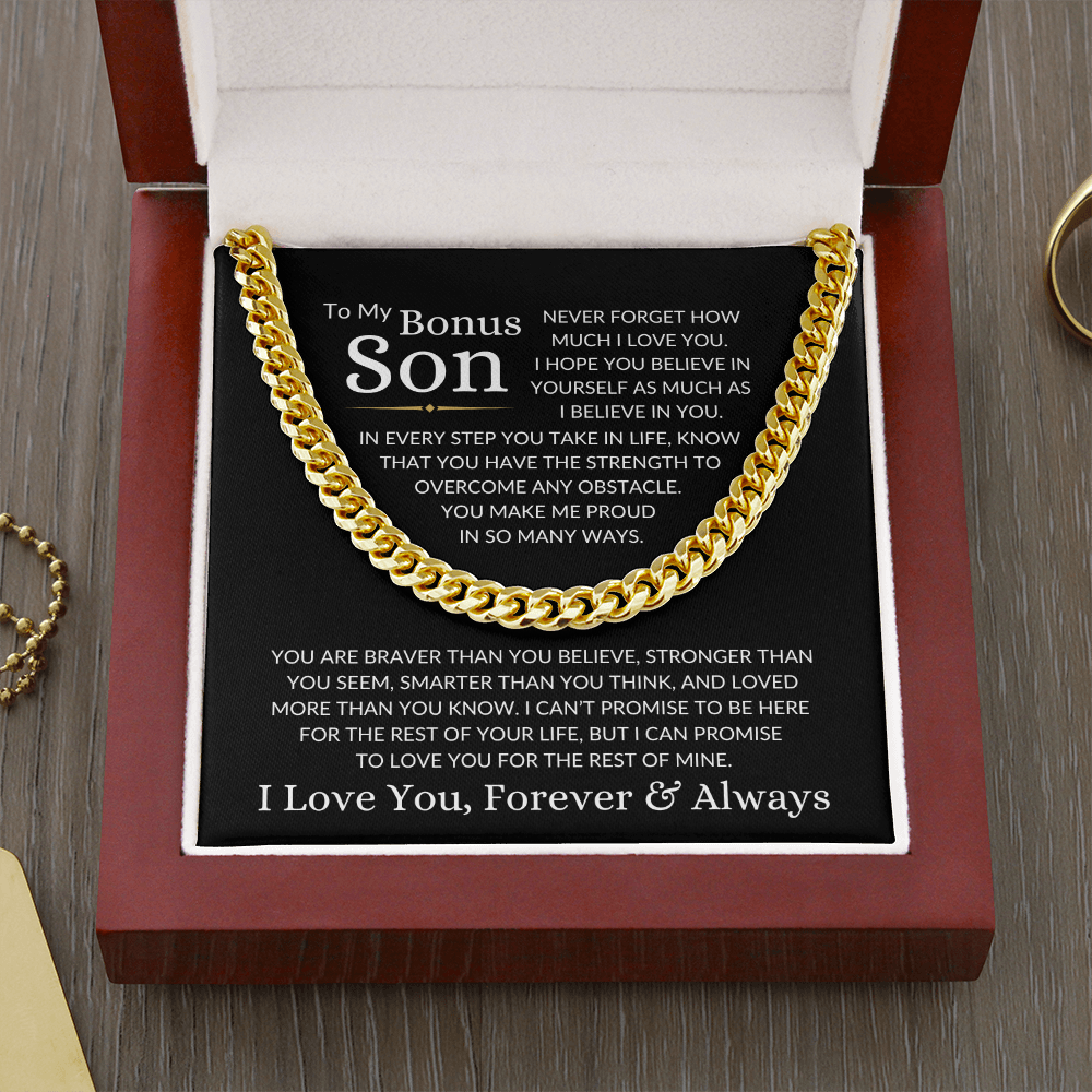 Gift for Bonus Son "Make Me Proud" | Cuban Chain Necklace