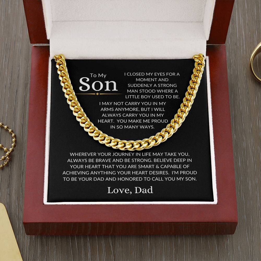 Gift For Son Love Dad "A Strong Man" | Cuban Link Chain