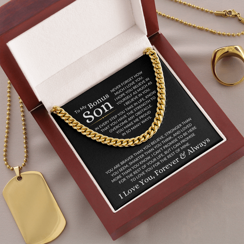 Gift for Bonus Son "Make Me Proud" | Cuban Chain Necklace