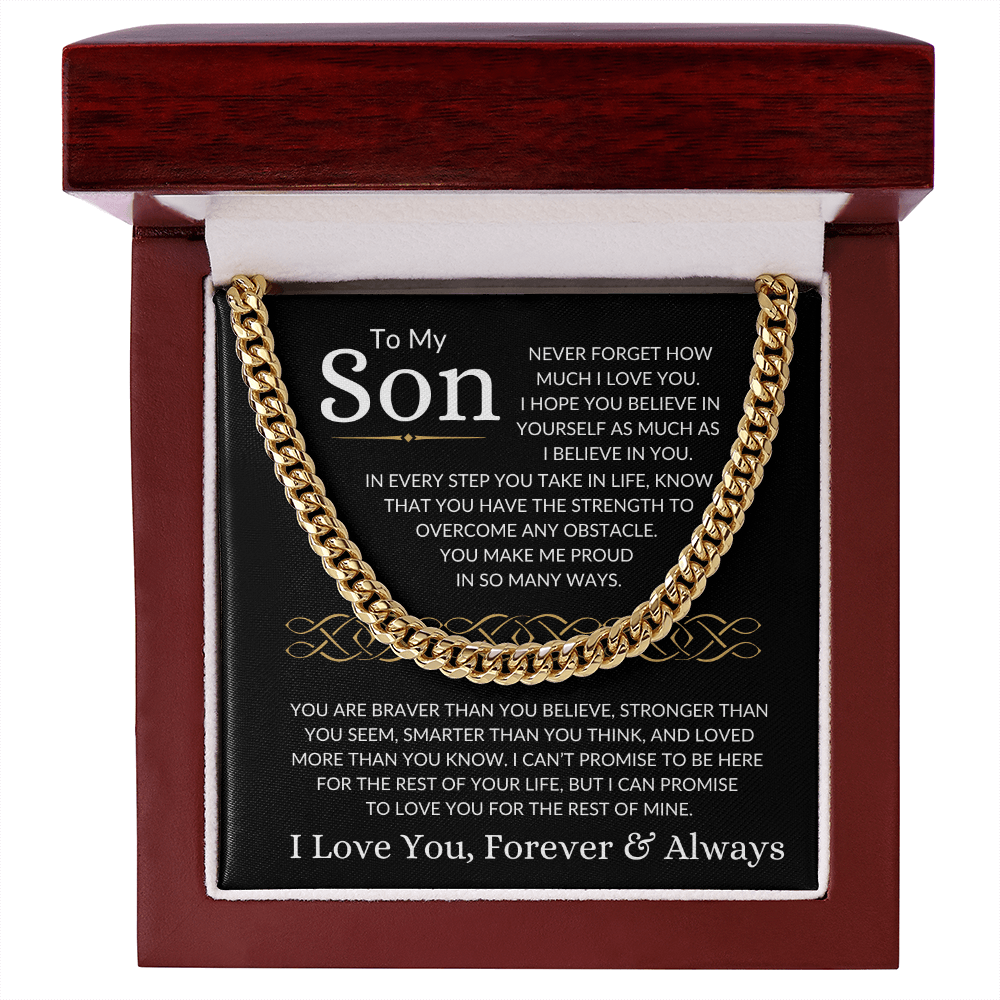 Gift for Son "Make Me Proud" | Cuban Chain Necklace