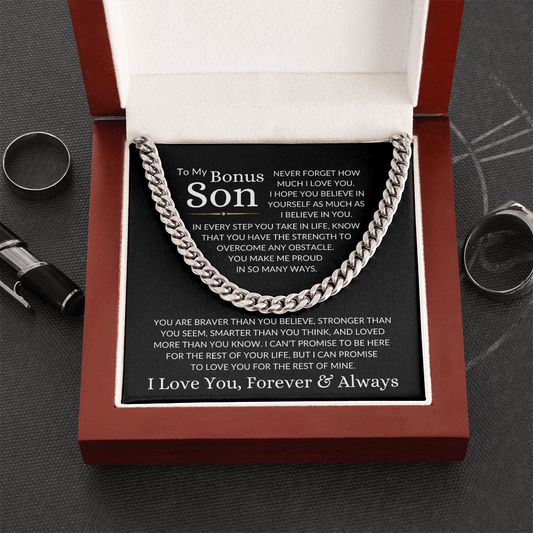 Gift for Bonus Son "Make Me Proud" | Cuban Chain Necklace