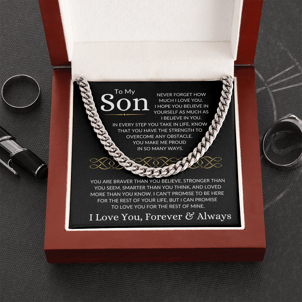 Gift for Son "Make Me Proud" | Cuban Chain Necklace
