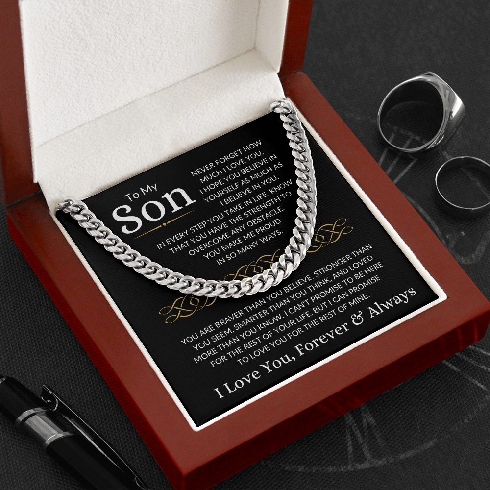Gift for Son "Make Me Proud" | Cuban Chain Necklace