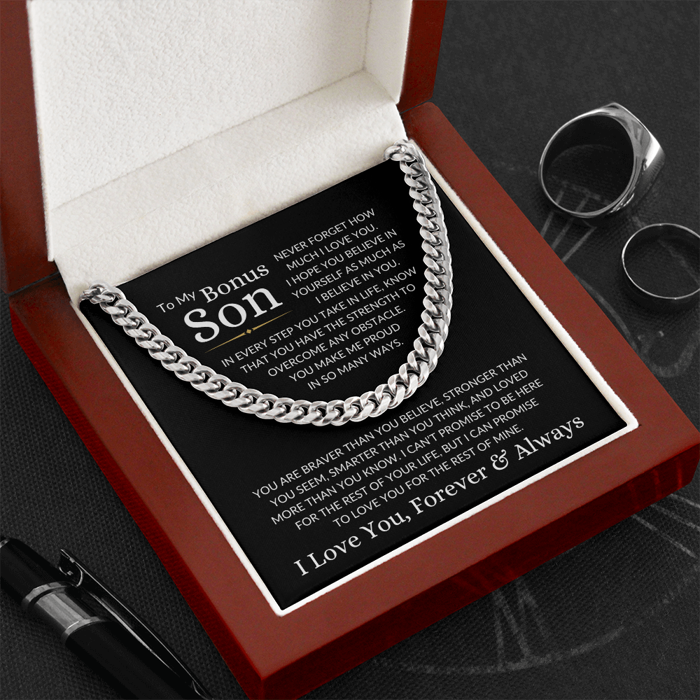 Gift for Bonus Son "Make Me Proud" | Cuban Chain Necklace