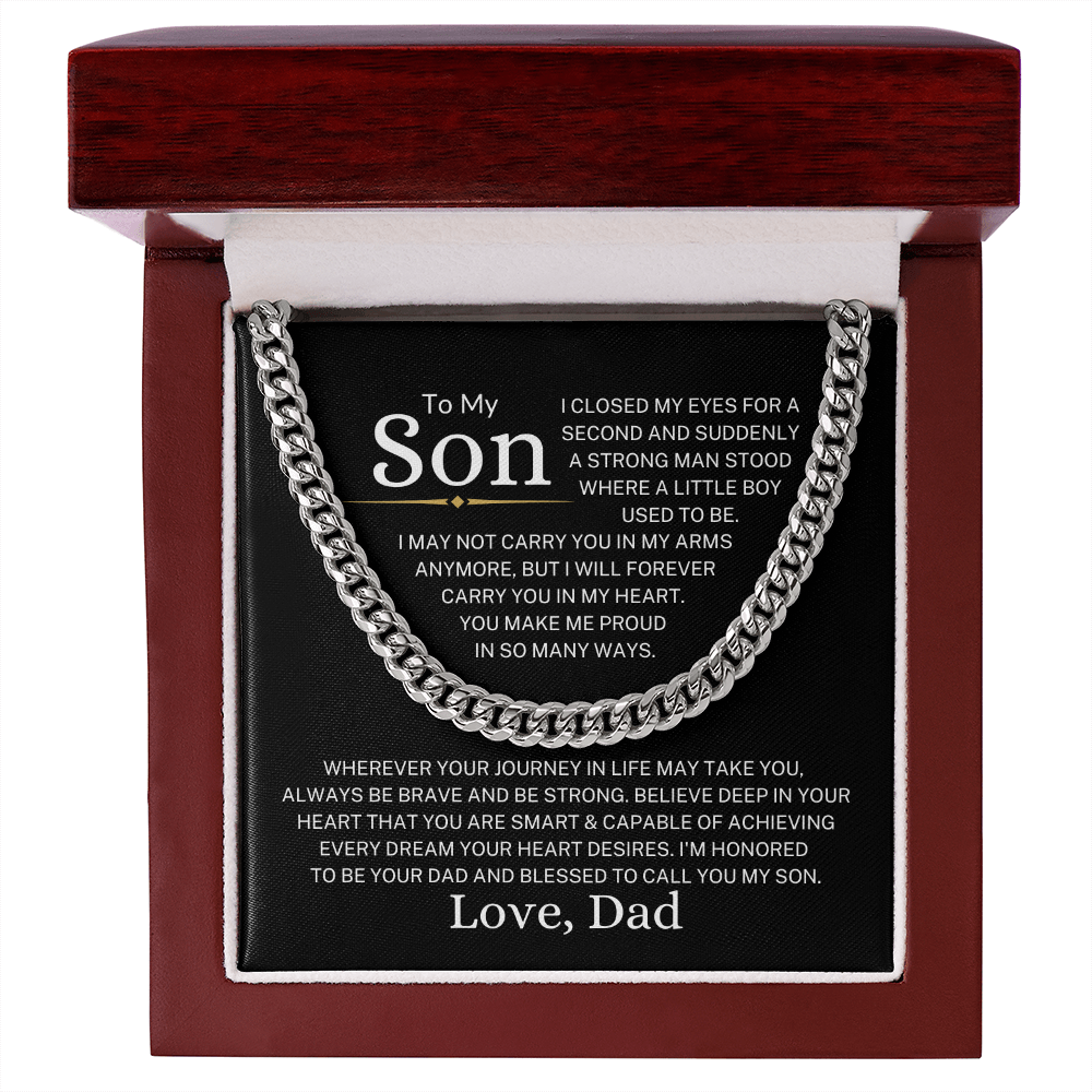Gift for My Son Love Dad "Blessed To Call You My Son" | Cuban Link Chain