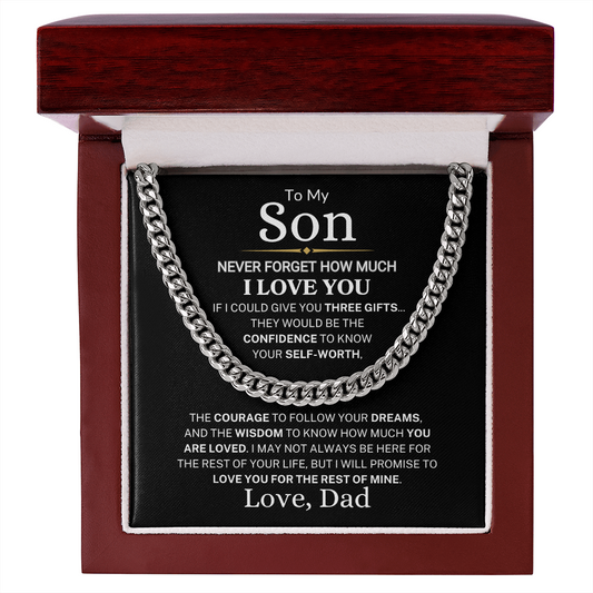 Gift for Son "If I Could Give You Three Gifts" |  Cuban Link Chain