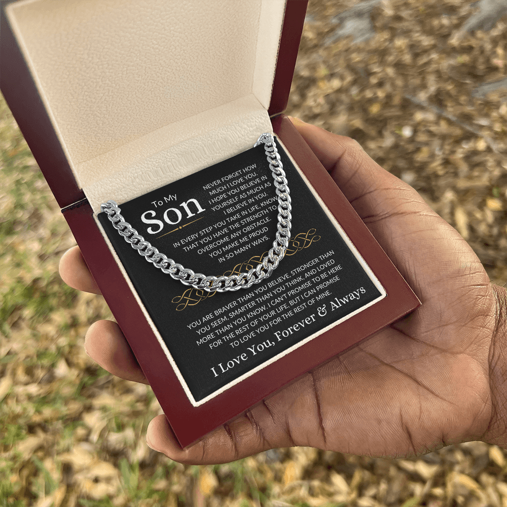 Gift for Son "Make Me Proud" | Cuban Chain Necklace