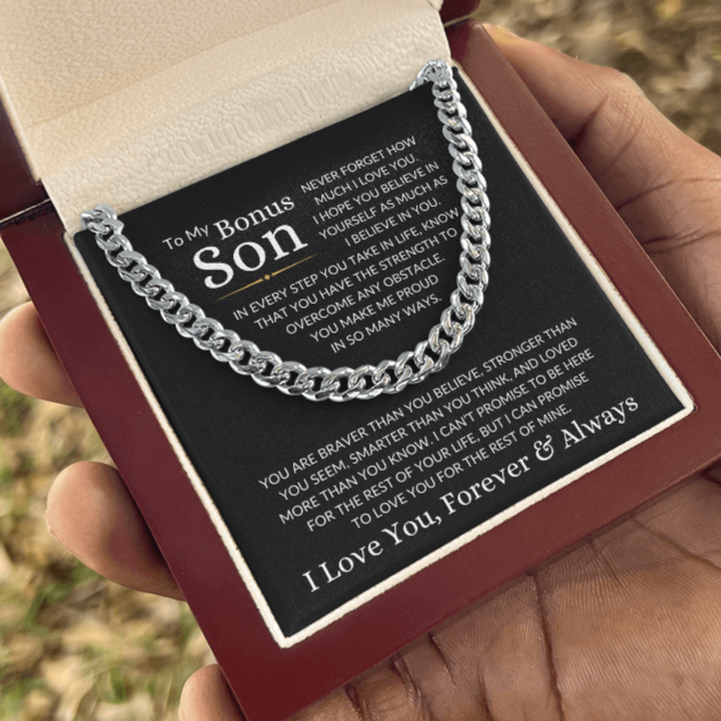 Gift for Bonus Son "Make Me Proud" | Cuban Chain Necklace